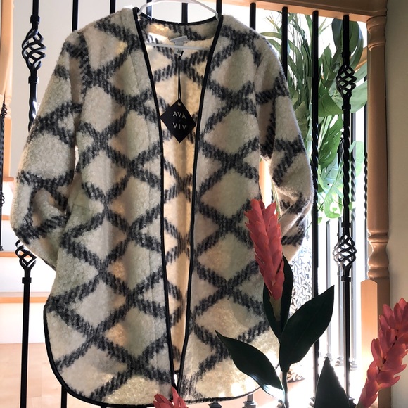 Ava & Viv Jackets & Blazers - Ava & Viv Women’s White Black Open Front Cardigan Jacket & Coats Plus Size X